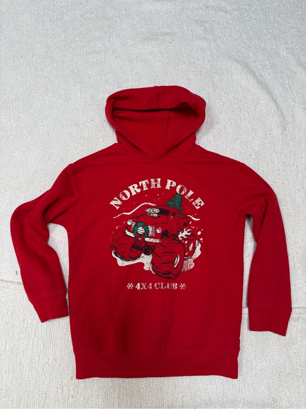 Jumping Beans Softest Fleece Kids Red Graphic Pullover Hoodie Size 8 Christmas